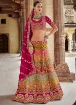 Banarasi Silk Multi Color Bridal Wear Zarkan Work Lehenga Choli